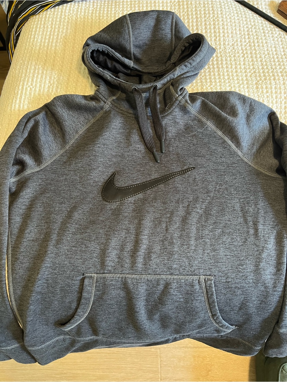 Nike Gray Pullover Hoodie with Black Swoosh
